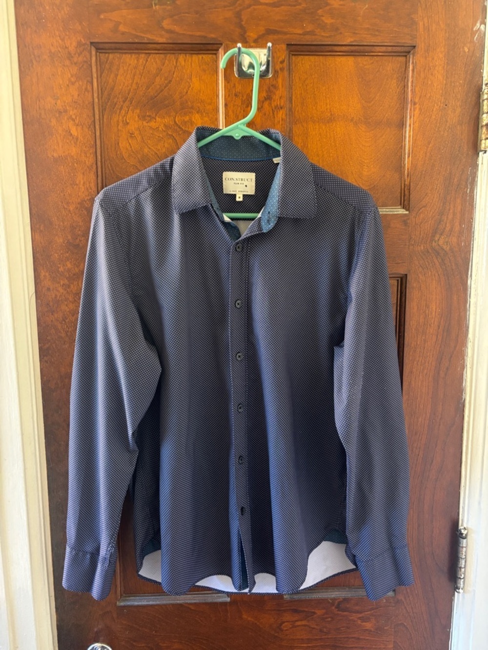 CON.STRUCT Men’s Mdm Slim Fit Microdot 4-Way Stretch Performance Button-Up Shirt - Picture 6 of 17